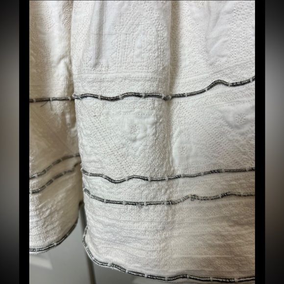 RALPH LAUREN Skirt Metallic Corded Dirndl Gathered Full White Structured Drop - Picture 4 of 8